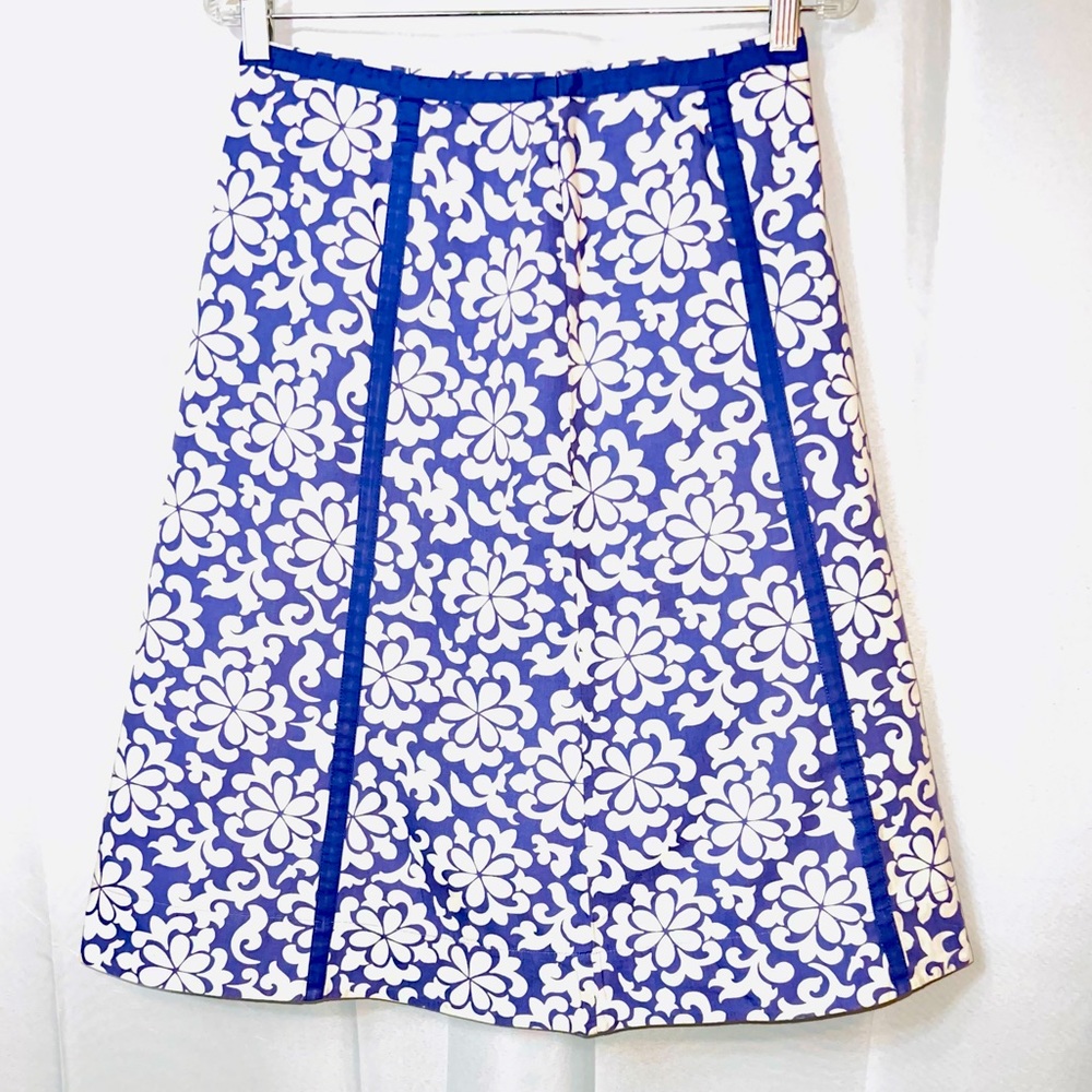 Boden A-Line Skirt Floral Flower Amethyst Purple White Size 6L Long